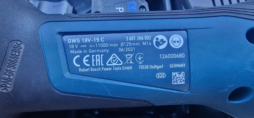 Акумулаторен ъглошлайф Bosch, GWS 18V-15 C