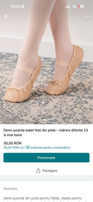 Papucei balet fete/ fetite bebe 23/24/25