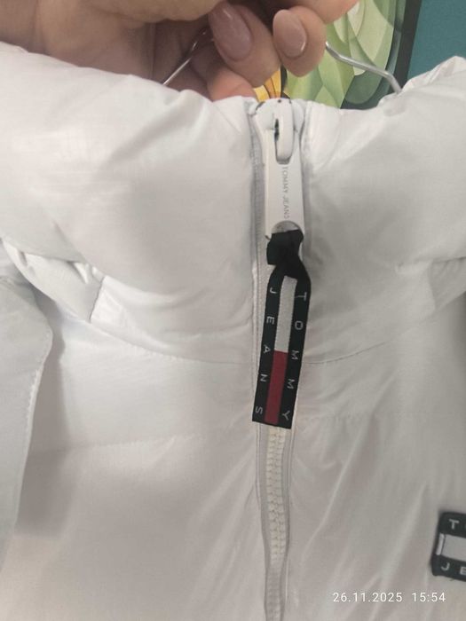 Tommy Jeans midi alaska puffer jacket in white