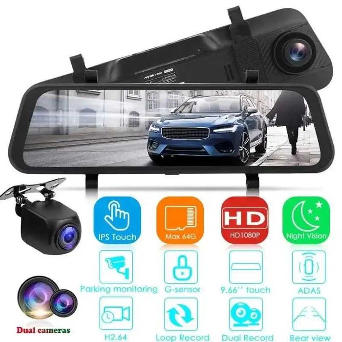 Dash Cam DVR Camcorder FHD 1080P tip Oglinda retrovizoare cu camera fata-spate, G senzor + altele in anunt