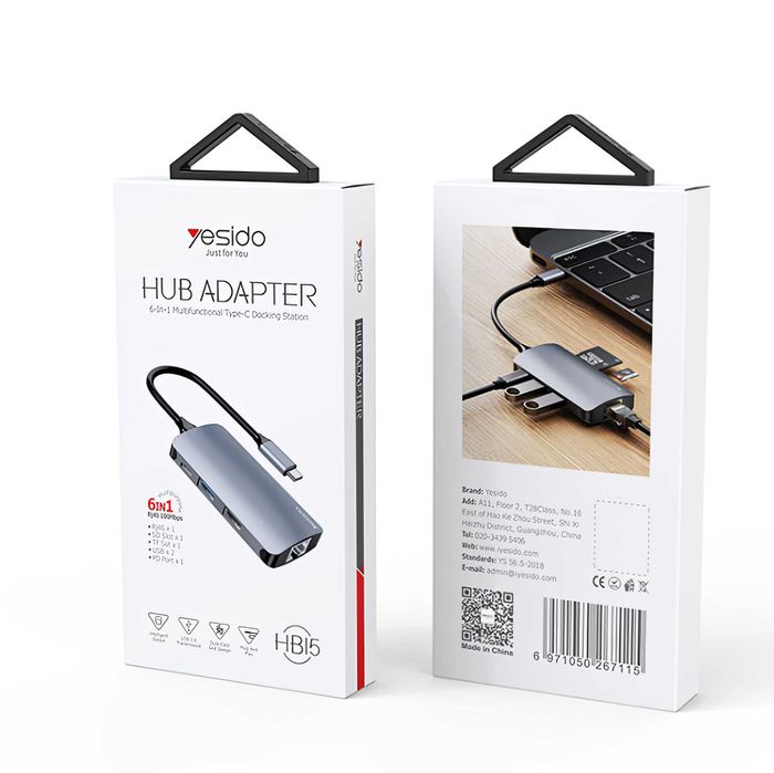 Yesido HB15 USB Type-C Hub 6-in-1 [Многофункциональный адаптер]