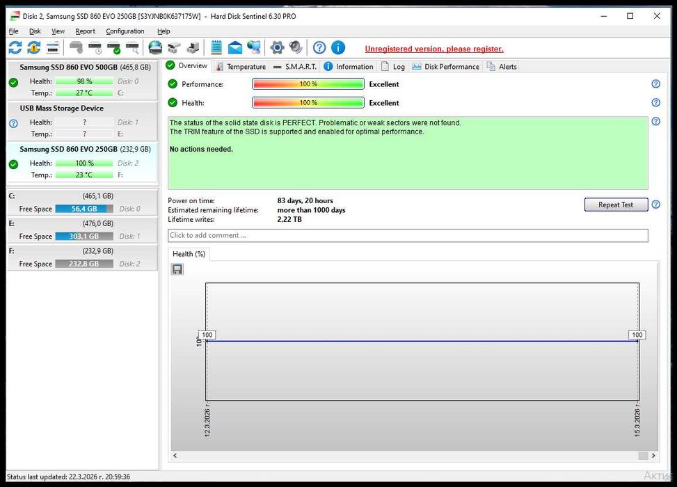 Диск Samsung 860 EVO , 250 GB, SSD SATA III, 2.5"