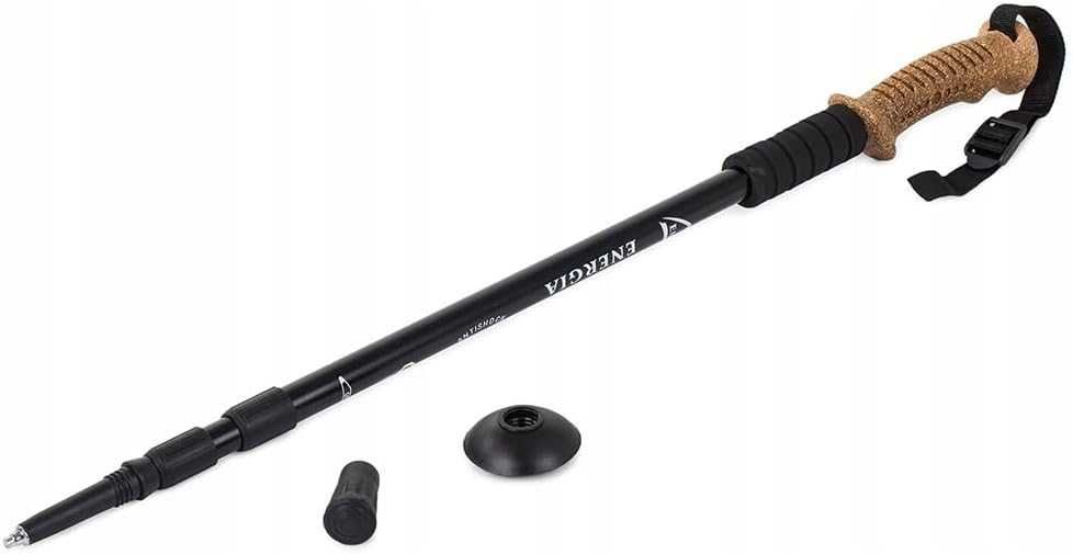 Baston trekking aluminiu maner din pluta si sistem anti-soc 64-135 cm