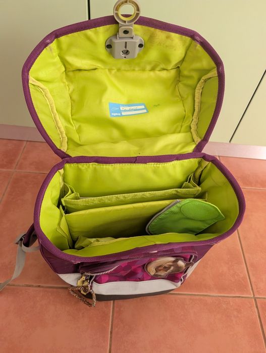 Ghiozdan nemțesc Ergobag – model ergonomic reglabil, nuanțe de roz/mov