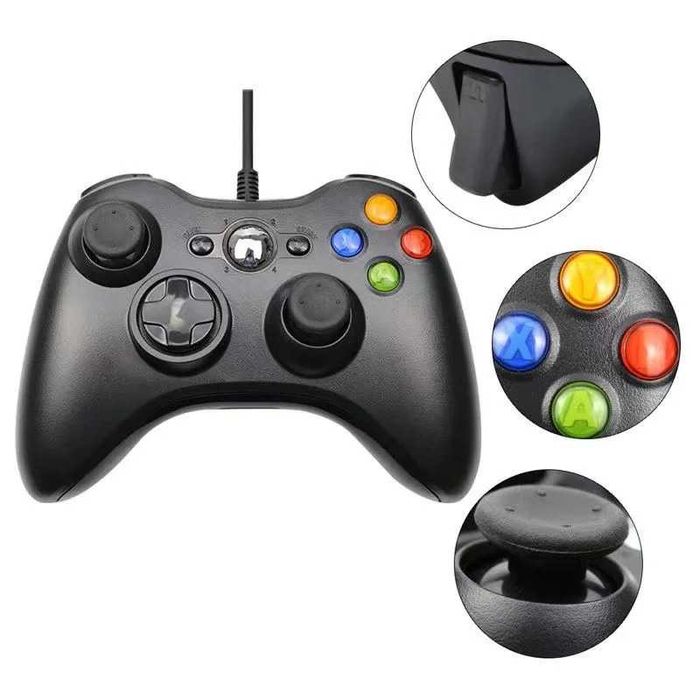 Controller Xbox 360 PC Cu Fir Maneta Gaming Calculator Consola Xbox 360 Xbox 360 Slim NOU