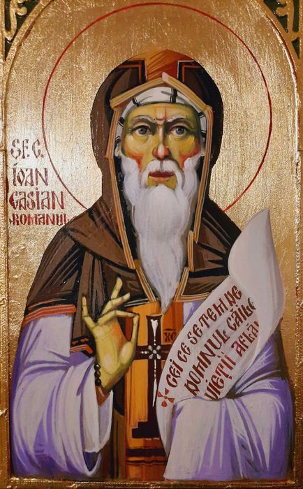 Sfantul Cuvios CASIAN, icoana pictata, 20 x 30 cm, ornament