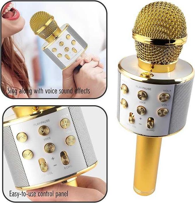 Комплект от 2 безжични златисти караоке микрофона Intempo