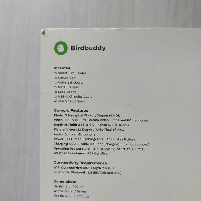 Смарт хранилка за птици Bird Buddy – AI Камера, HD Видео, Автоматично разпознаване (Нова)