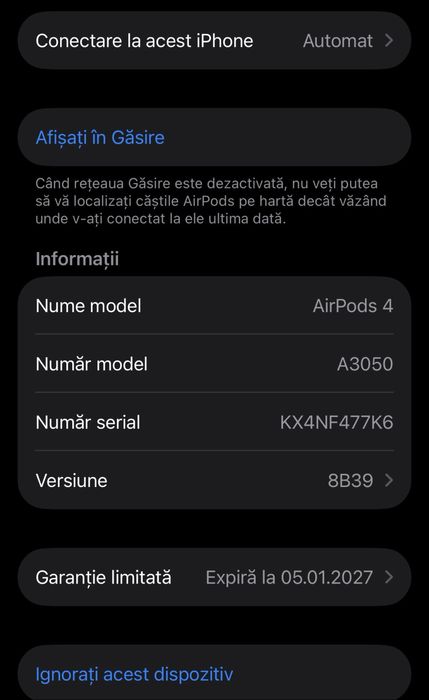 Apple AirPods 4 Originale | Garanție Apple până în 05.01.2027