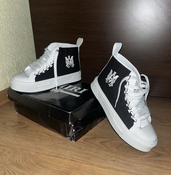 adidasi amiri high negru cu alb