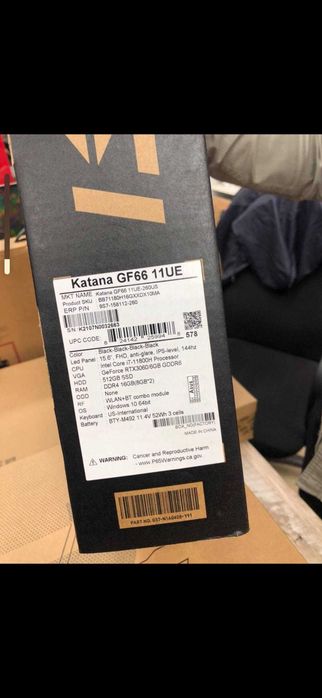 Ноутбук msi katana GF66 11UE