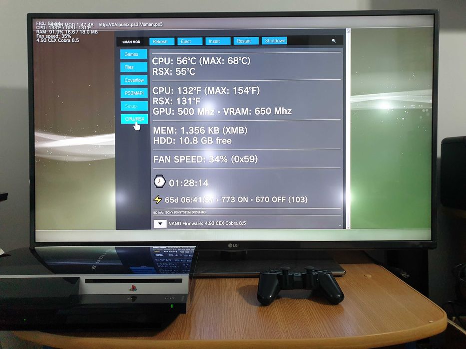 PS3 modat CFW 320 GB + 40 jocuri (GTA V, Red Dead, God of War, NFS)