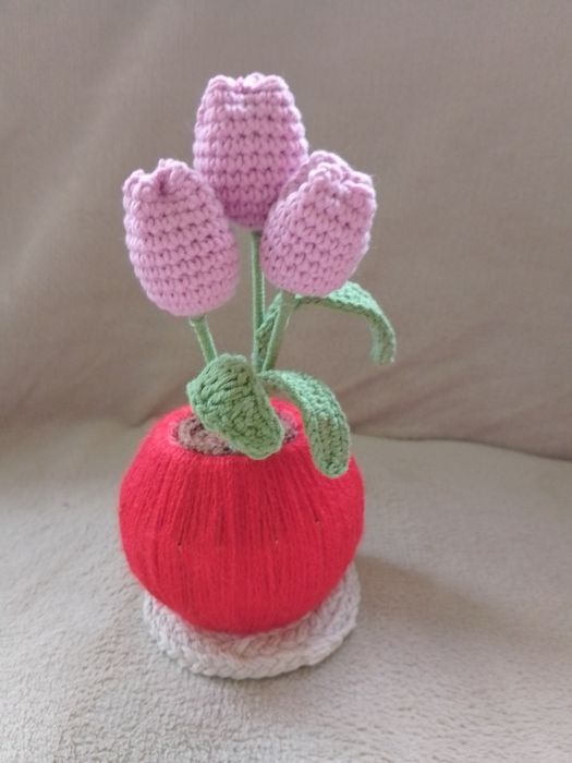 Плетени цветя ръчно изработени