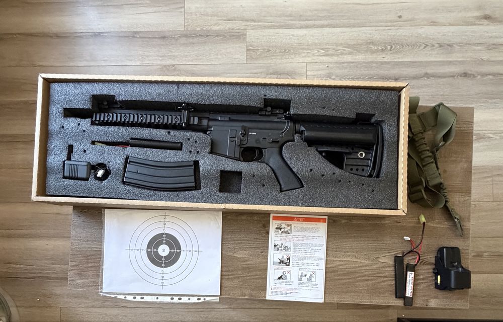 Airsoft комплект CYMA CM.091 (Full Metal) + Бързомер, Ремък, Метален Пълнител и 2 батерии