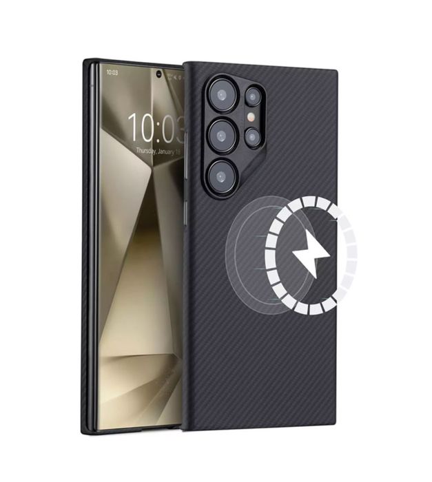 Samsung S25 S26 PLUS ULTRA - Husa Magsafe Ultra Slim Kevlar Carbon