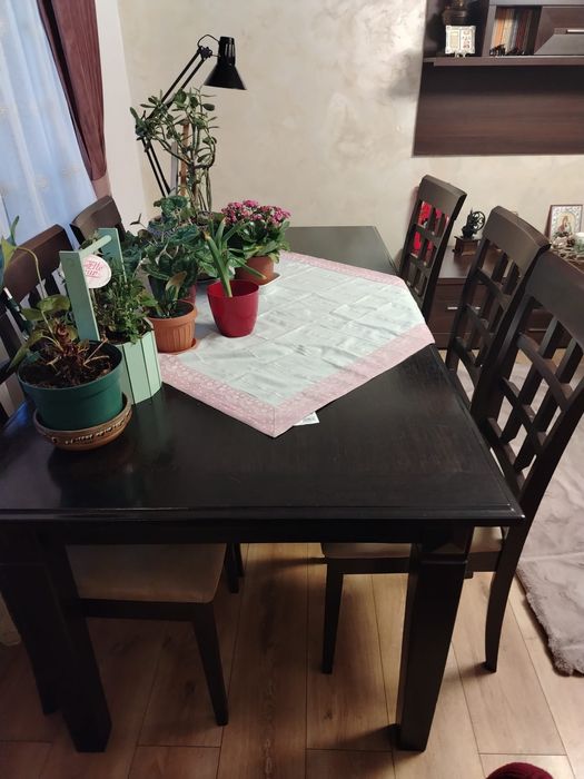 Vind set masă cu 6 scaune lemn masiv