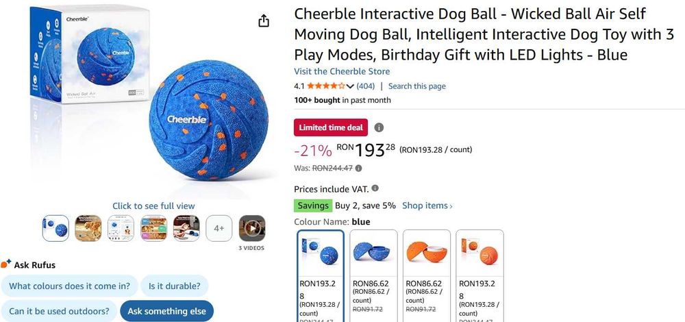 Minge interactivă pentru câini jucarie interactiva