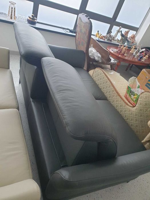 Дизайнерски немски кожен диван за офис/двойка/черна естесвена кожа