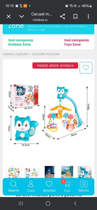 Vand carusel muzical pentru patut cu proiector si telecomanda