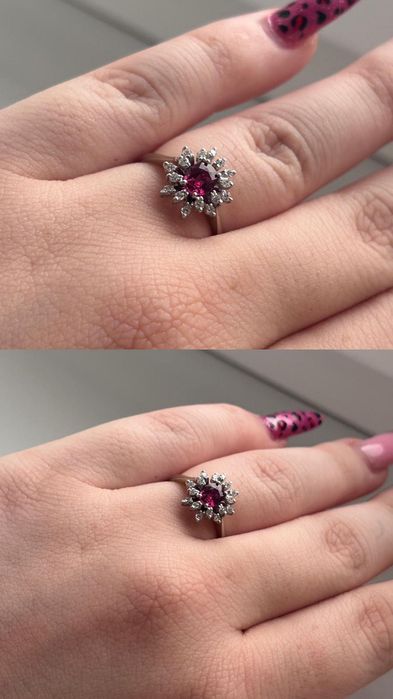 Inel din aur 18k cu rubin natural si diamante naturale