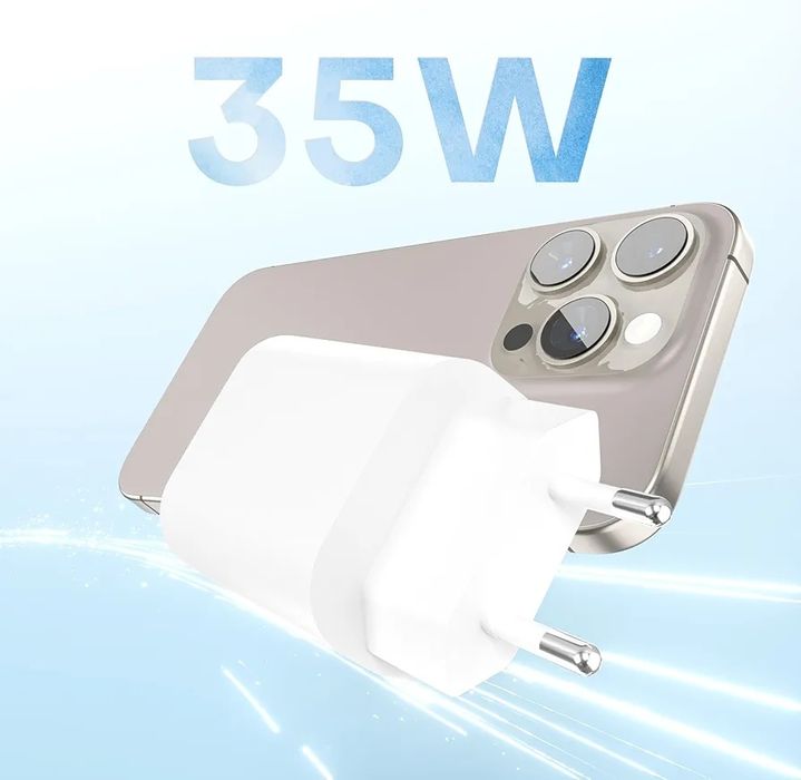 Супер бързо зарядно 35W за iPhone 17 комплект адаптер и кабел