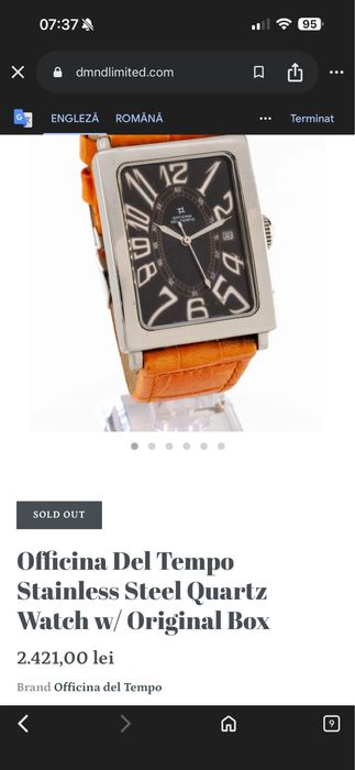 Ceas barbatesc Officina del Tempo Black Guilloche mecanism Quartz