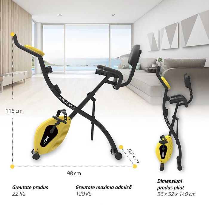Bicicleta fitness pliabila TECHFIT XB300, Magnetica