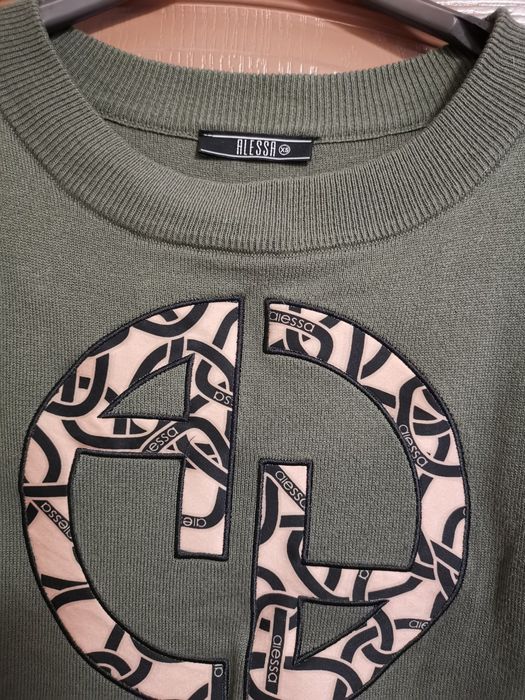 Alessa Luxury Logo Пуловер От Плетиво - Милитъри