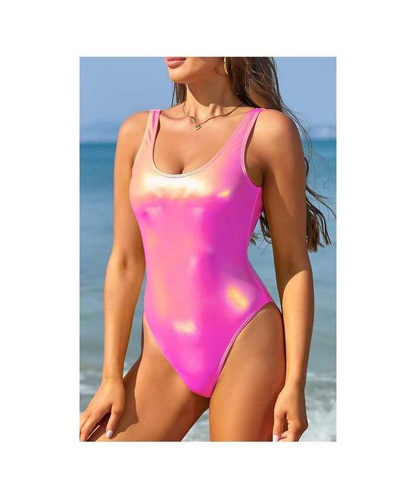 Costum de baie intreg metalic stralucitor SHEKINI, roz, M