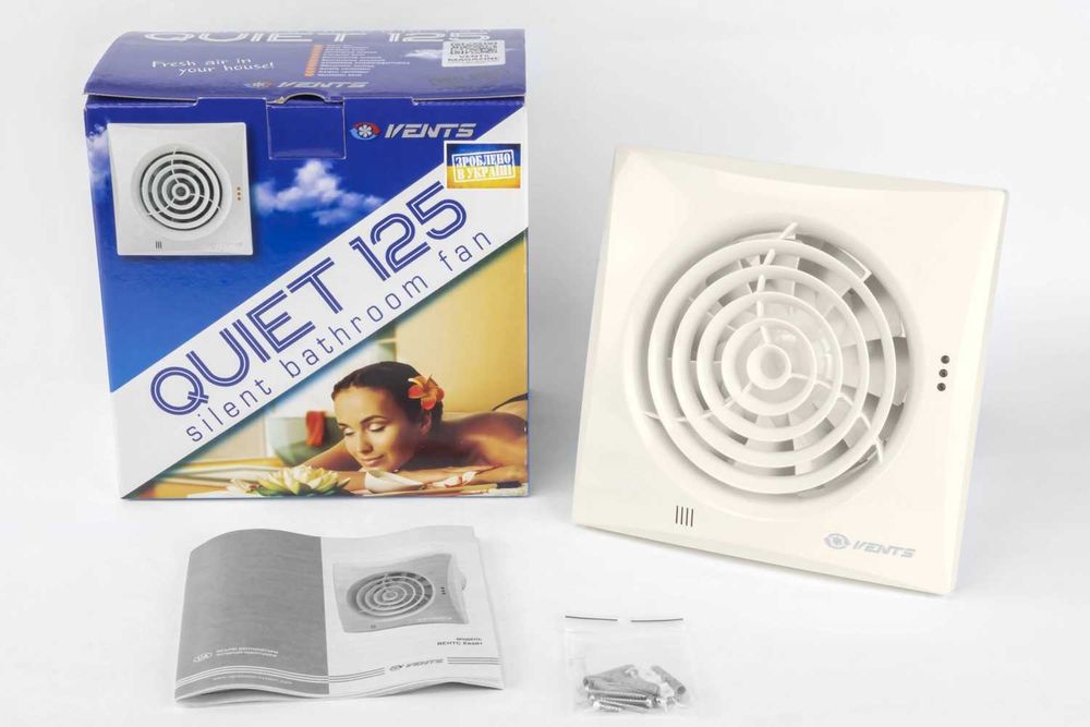 Безшумен вентилатор за баня с възвратен клапан Ø 125 мм