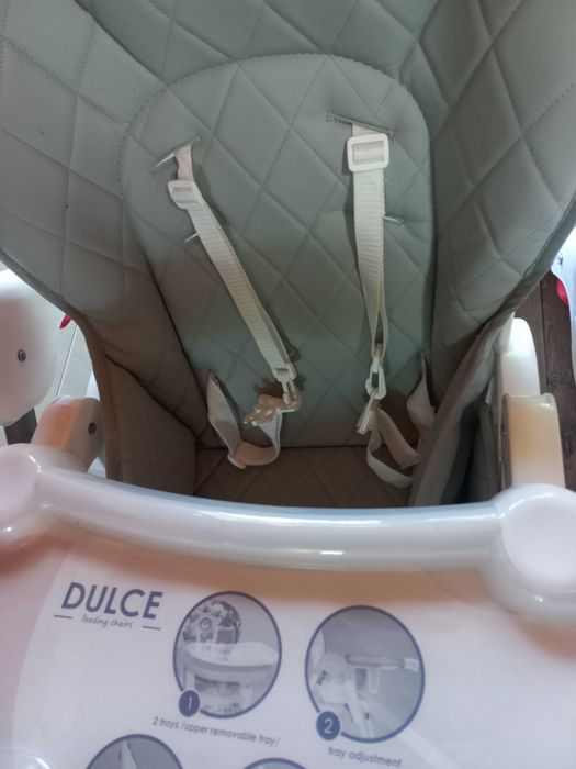 Столче за хранене LORELLI DULCE Grey Leather за деца на възраст 6+ месеца