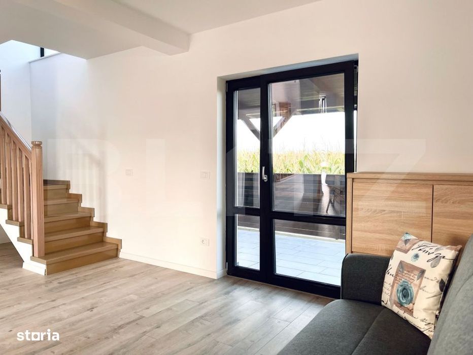 Casa moderna, tip duplex, de inchiriat, 88 mp + 200 mp teren, zona Lis