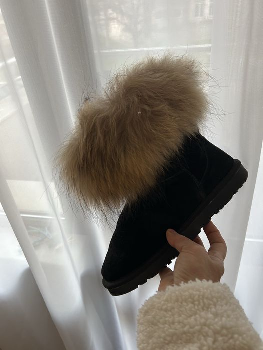 Боти естествен велур с естествена кожа от лисица