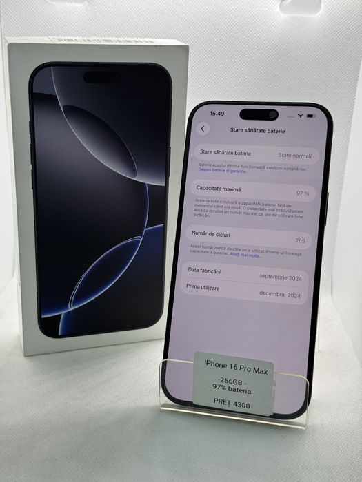 OFERTA! Magazin Vindem: Iphone 16 Pro Max, 256GB, 97% bateria