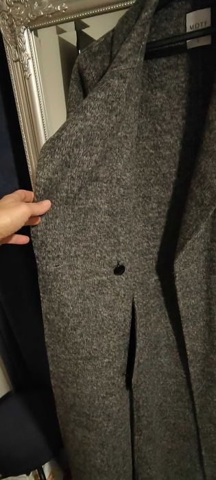 Дълго вълнено палто сив меланж, размер L - XL