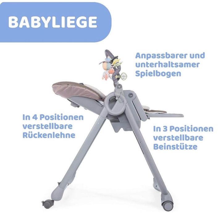 Столче за хранене Chicco Polly Magic Relax, Cocoa, От раждането, Сив