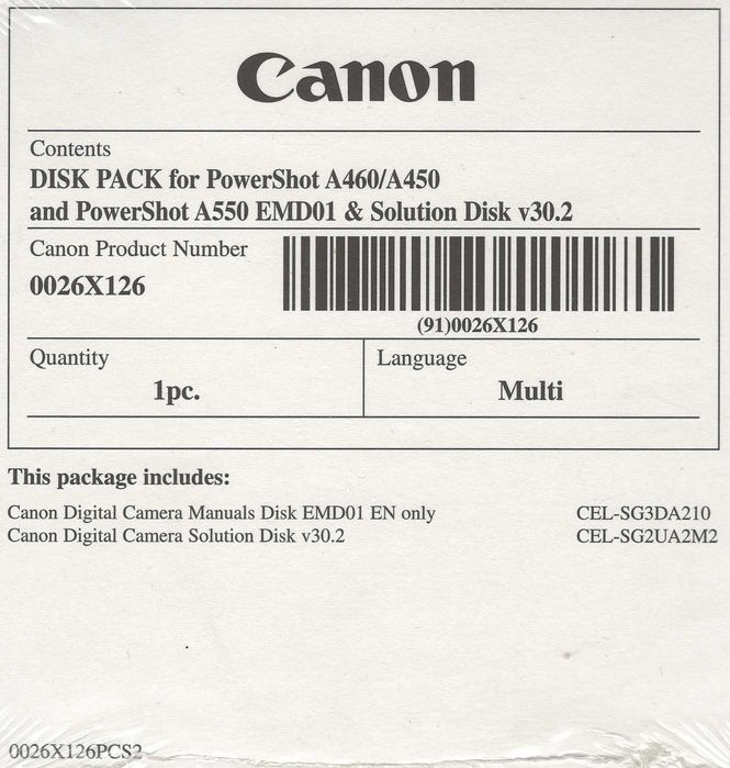 GRATUIT Pachet 2 discuri pentru Canon PowerShot A450/A460 SIGILAT