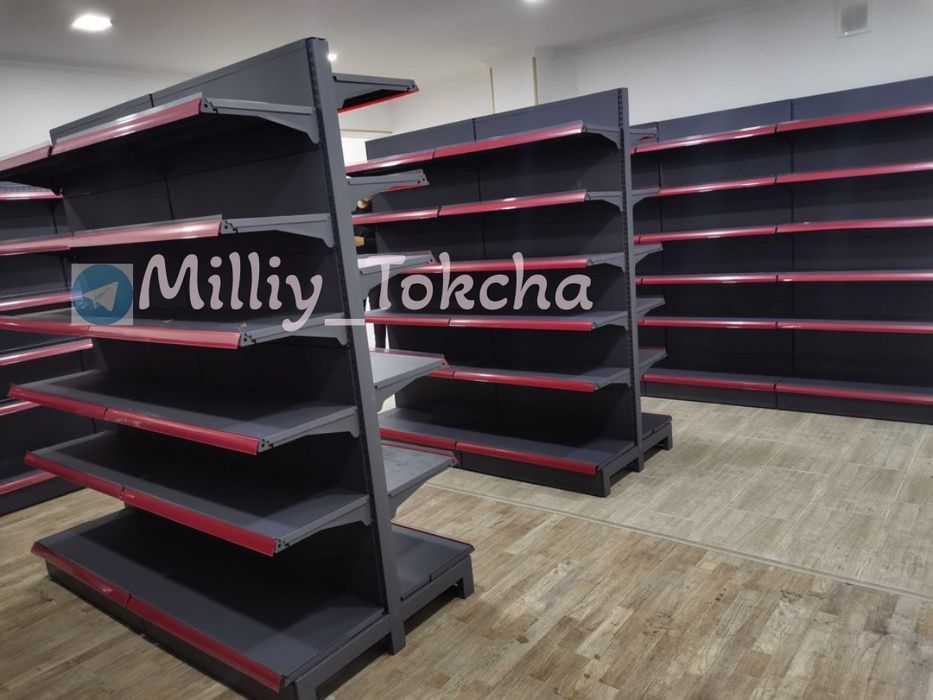 Supermarket tokchalar, magazin polka, vitrina prilavkalar, stilaj