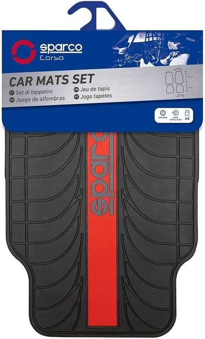 Комплект универсални автомобилни стелки Sparco с Червени елементи.