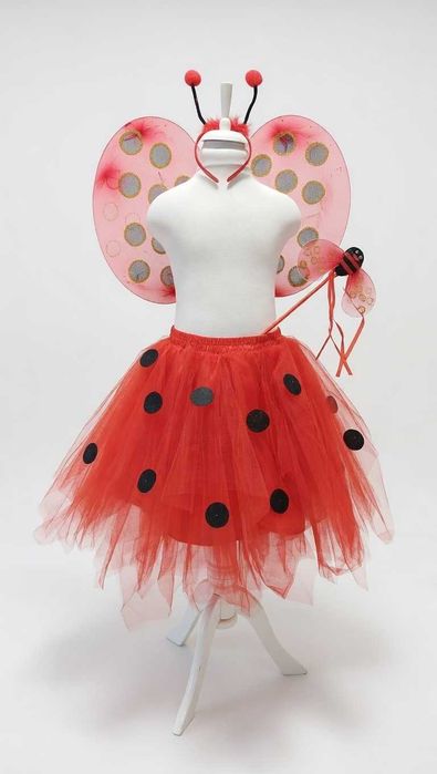Rochita buburuza mamaruta serbare  98 100 104 110 116 120 cu accesorii