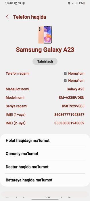 Samsung galaxy A23 64Gb