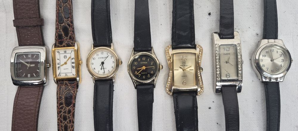 Lot 7 ceasuri de damă, Oasis, Citron, Philip Mercier, Quartz, cu quartz, din oțel inoxidabil si curea din piele
