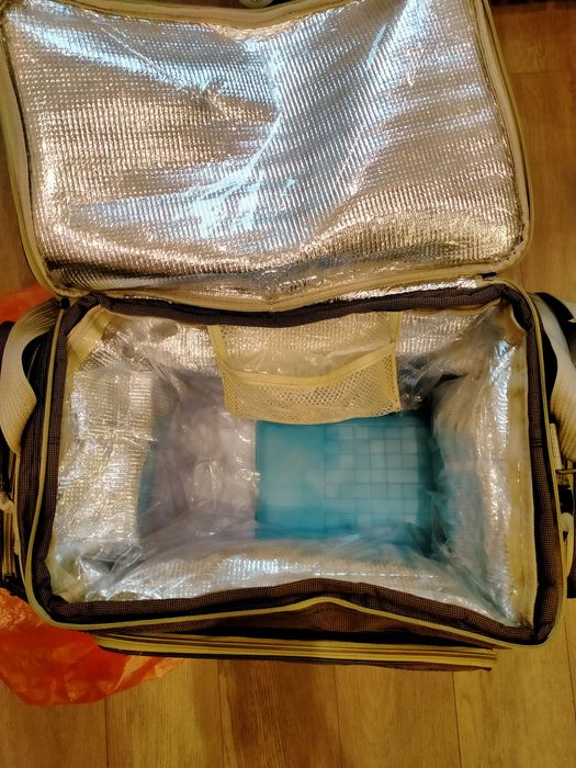 Сумка холодильник с набором посуды.