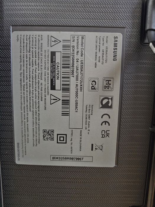 Smart Телевизор с проблем в екрана Samsung UE55AU7172U