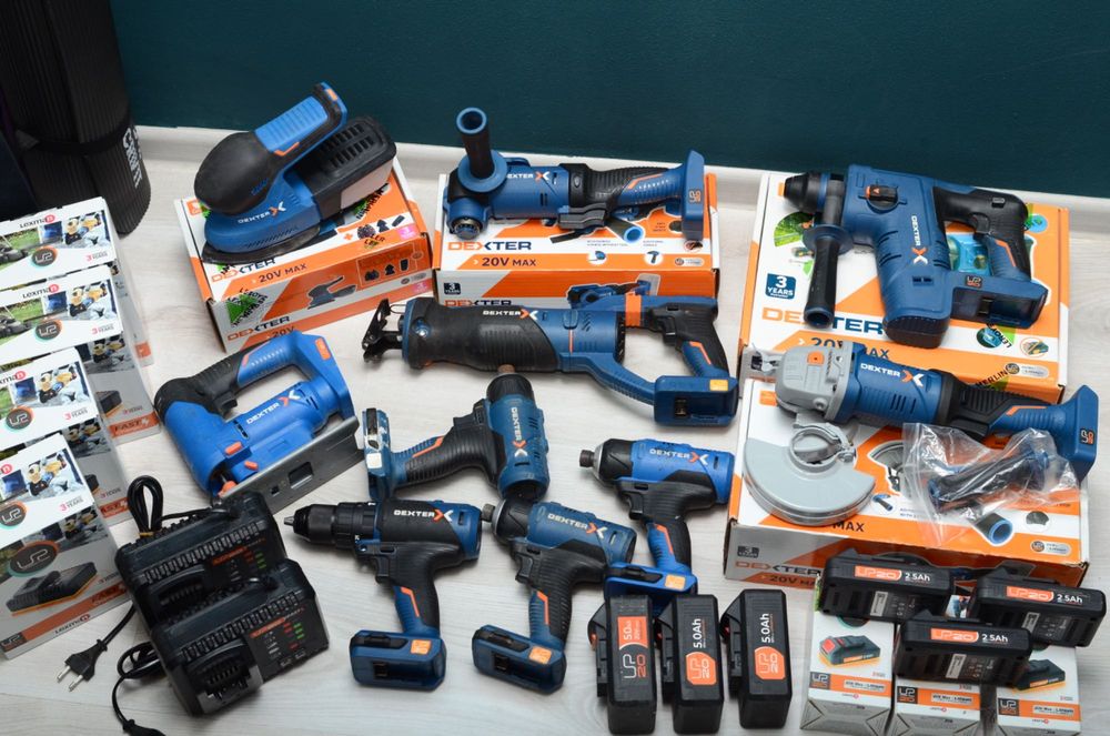 Kit extins scule DEXTER 20V up20 - Filetanta, flex, impact, acumulator