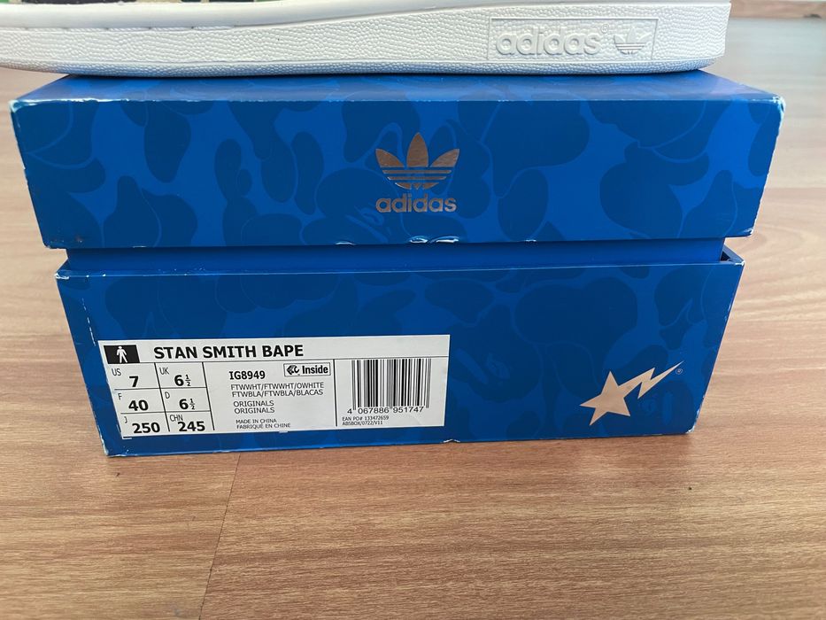 Size 40 EU - Adiddas Stan Smith Bape ABC Camo