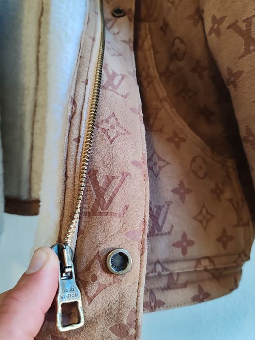 Luis Vuitton shearling Embossed monogram leather jacket HJL62EYGL Men'