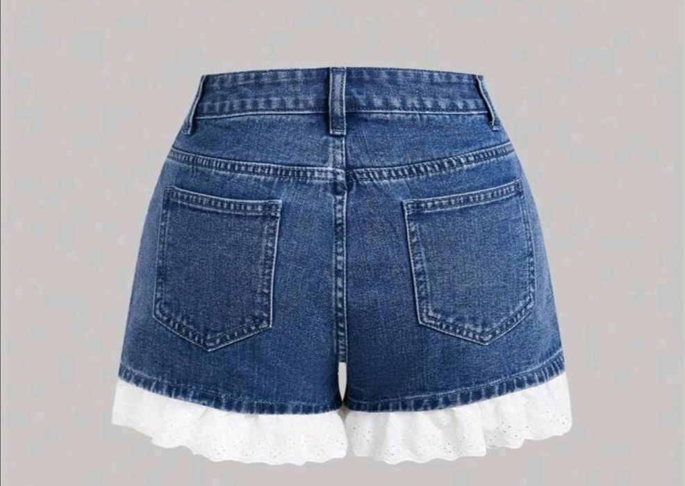 Дамски, летни, ежедневни, цветни блокове с брпдерия и подгъв, свободни дънкови шорти