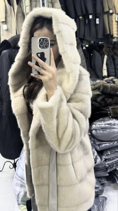 Эко-Шуба с капюшоном