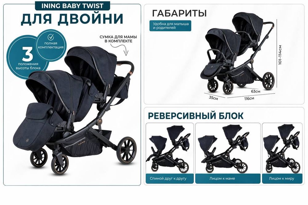Коляска для двойни INING BABY